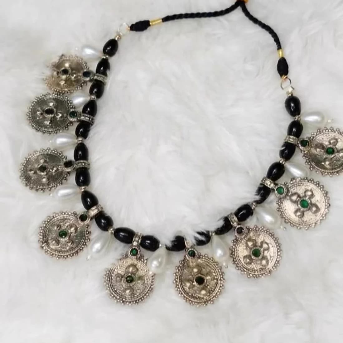 Kaali Moti Oxidised Mala
